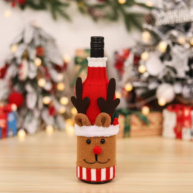KNITTED CHRISTMAS WINE STOCKING