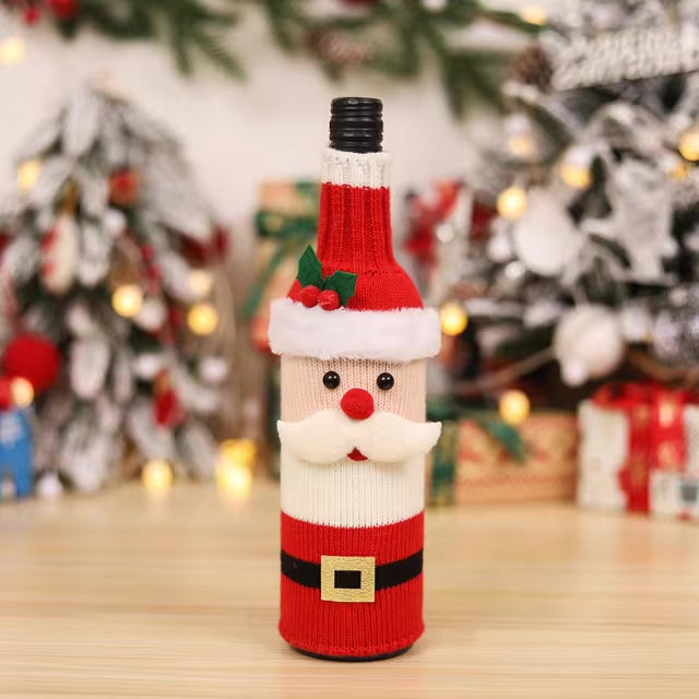 KNITTED CHRISTMAS WINE STOCKING