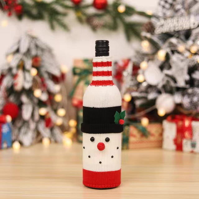 KNITTED CHRISTMAS WINE STOCKING