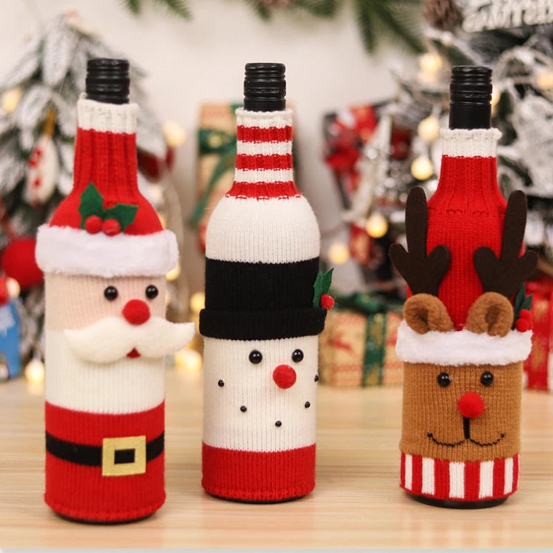 KNITTED CHRISTMAS WINE STOCKING