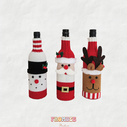 KNITTED CHRISTMAS WINE STOCKING
